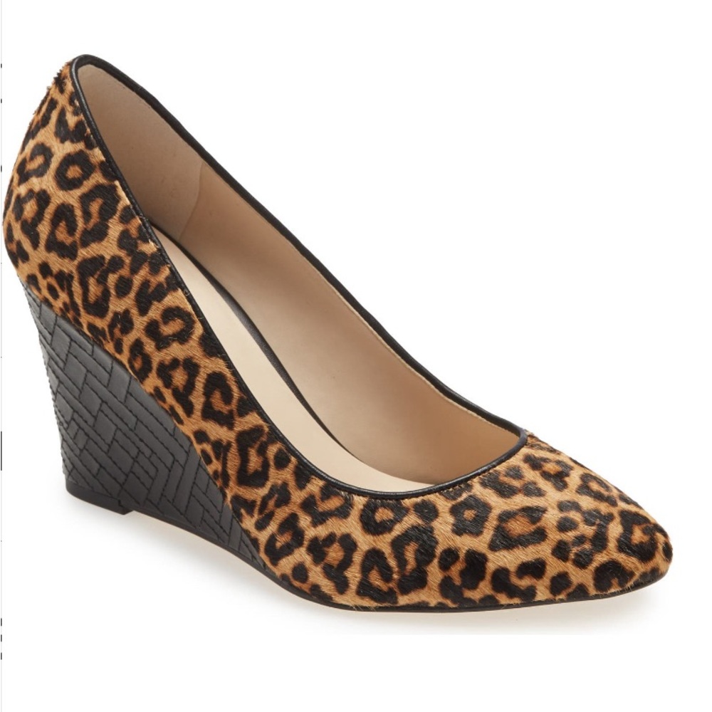 ☃️🏷️ Cole Haan Marit Wedge Pump Size 9.5 Leopard Print Calf Hair EUC - Like New!